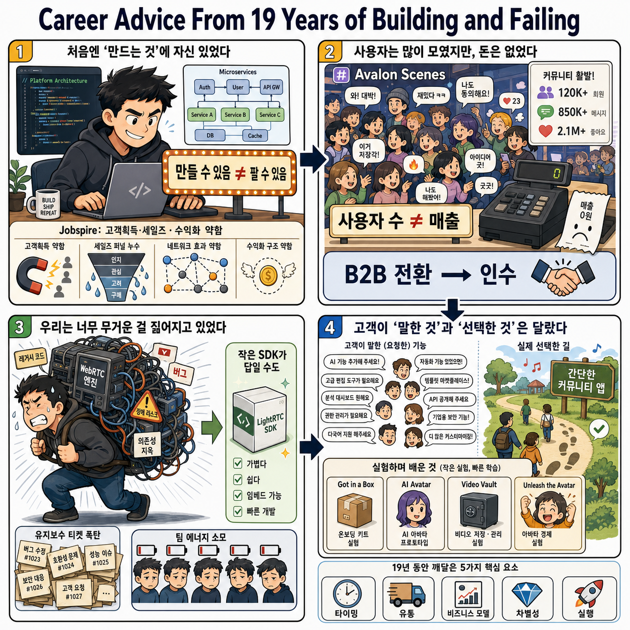 Career Advice From 19 Years of Building and Failing 내용을 설명하는 본문 이미지