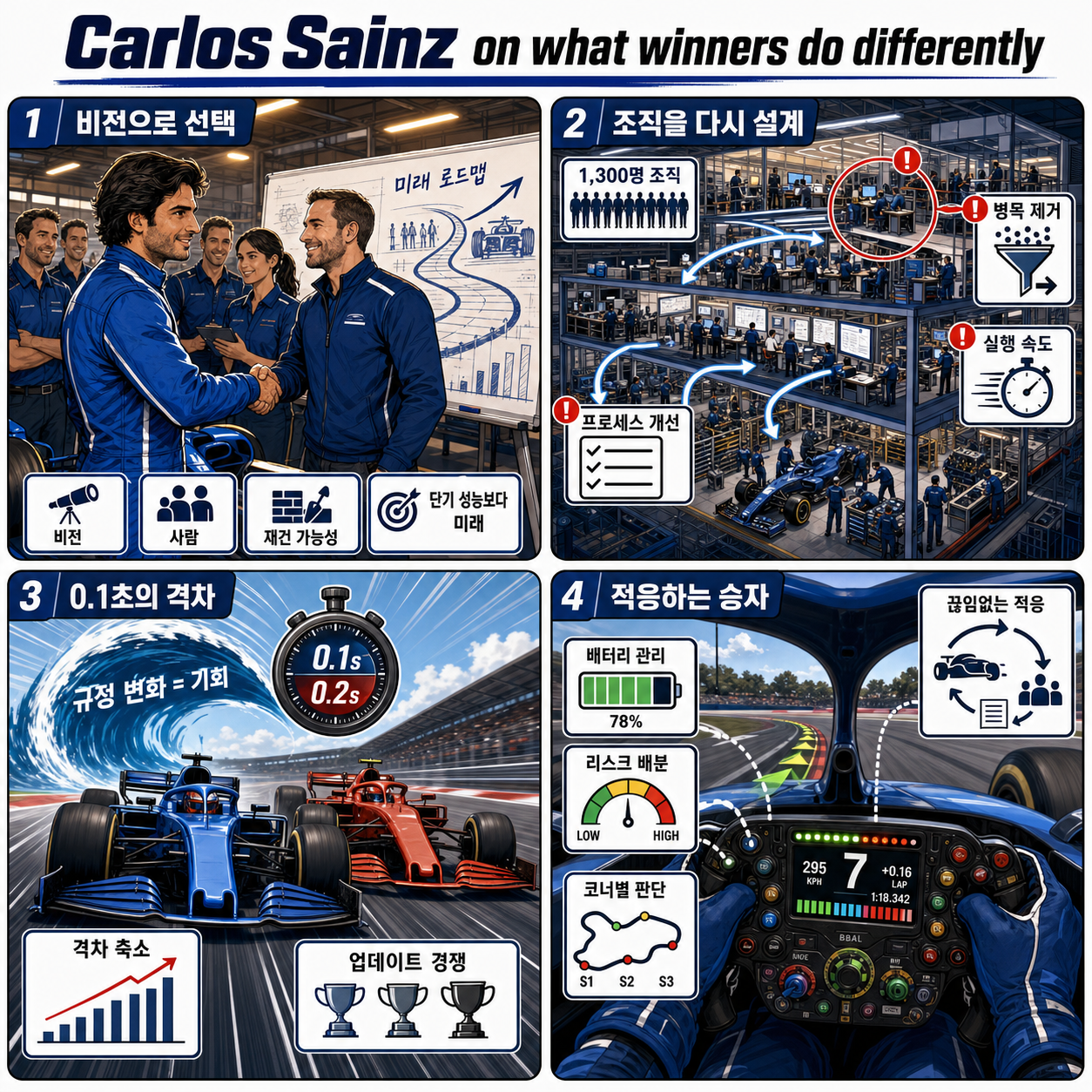 Carlos Sainz on what winners do differently 내용을 설명하는 본문 이미지