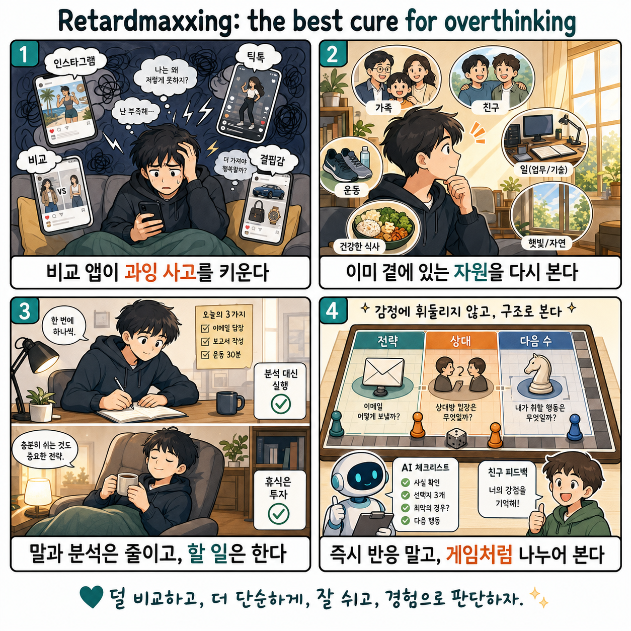 Retardmaxxing: the best cure for overthinking 내용을 설명하는 본문 이미지