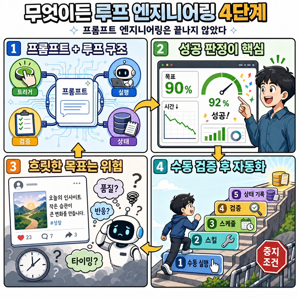 The Four Step Process to Loop Engineer ANYTHING (+ Why Prompt Engineering Isn''t Dead) 내용을 설명하는 본문 이미지