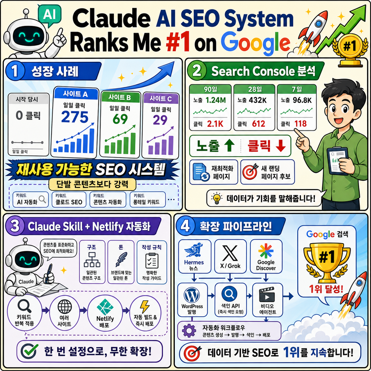 Claude AI SEO System Ranks Me #1 on Google 내용을 설명하는 본문 이미지