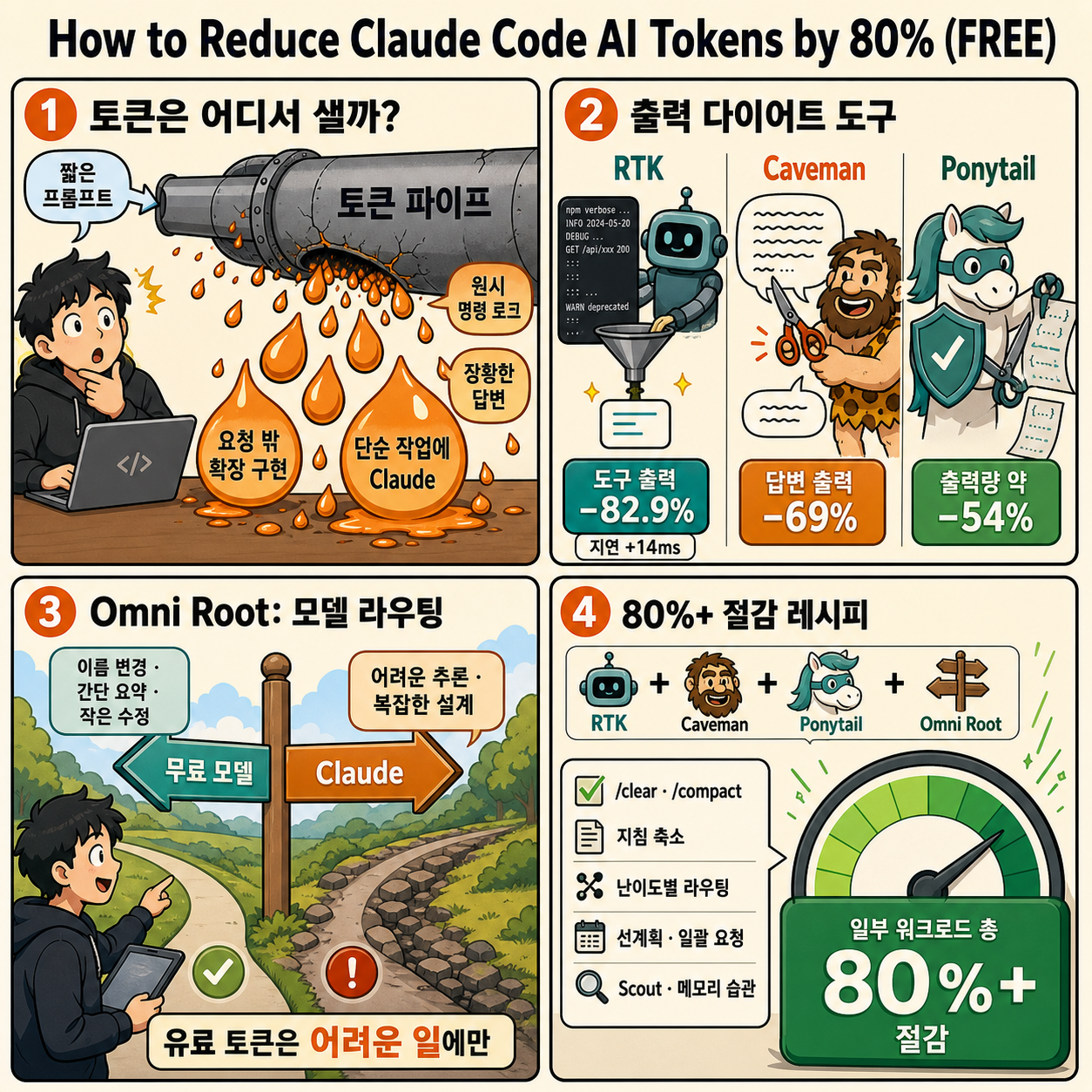 How to Reduce Claude Code AI Tokens by 80% (FREE) 내용을 설명하는 본문 이미지