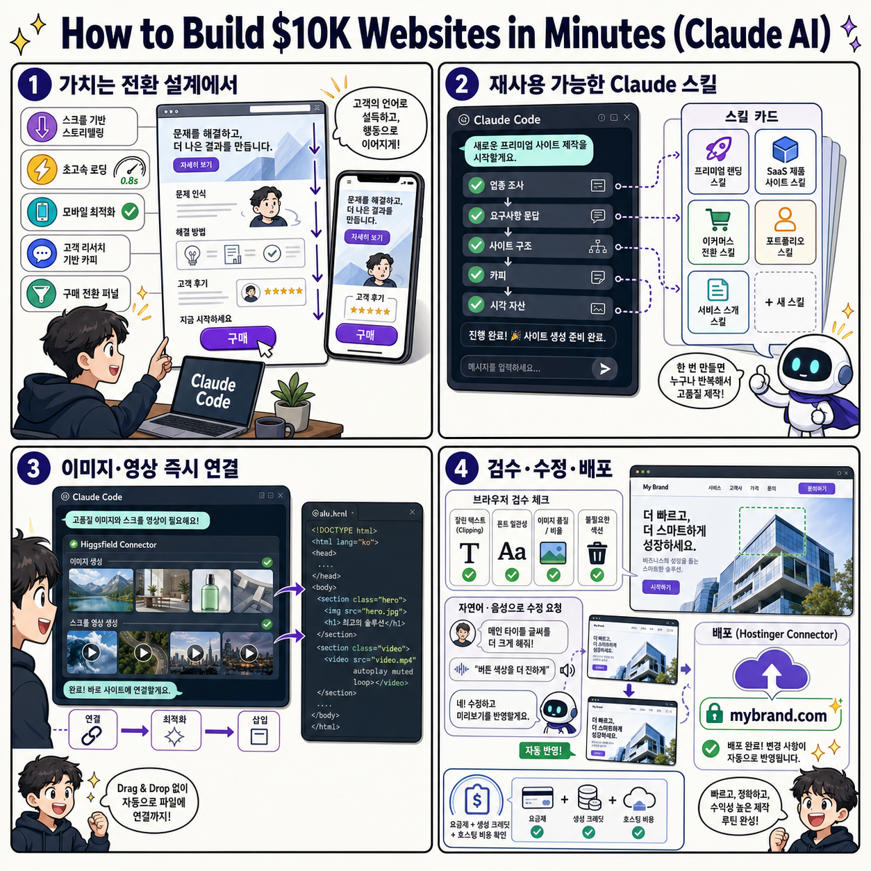 How to Build $10K Websites in Minutes (Claude AI) 내용을 설명하는 본문 이미지