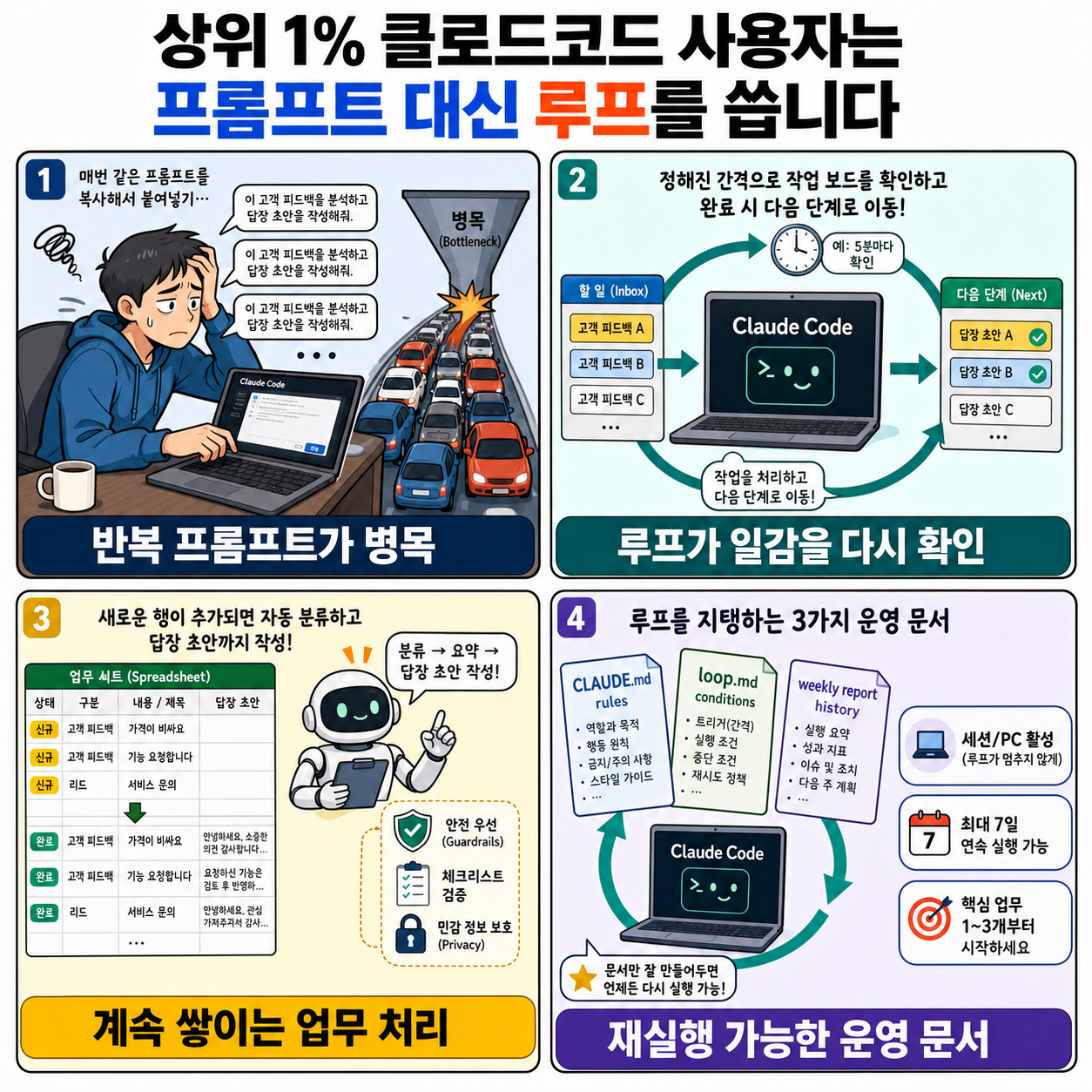 상위 1% 클로드코드 사용자는 프롬프트 대신 루프를 씁니다 내용을 설명하는 본문 이미지
