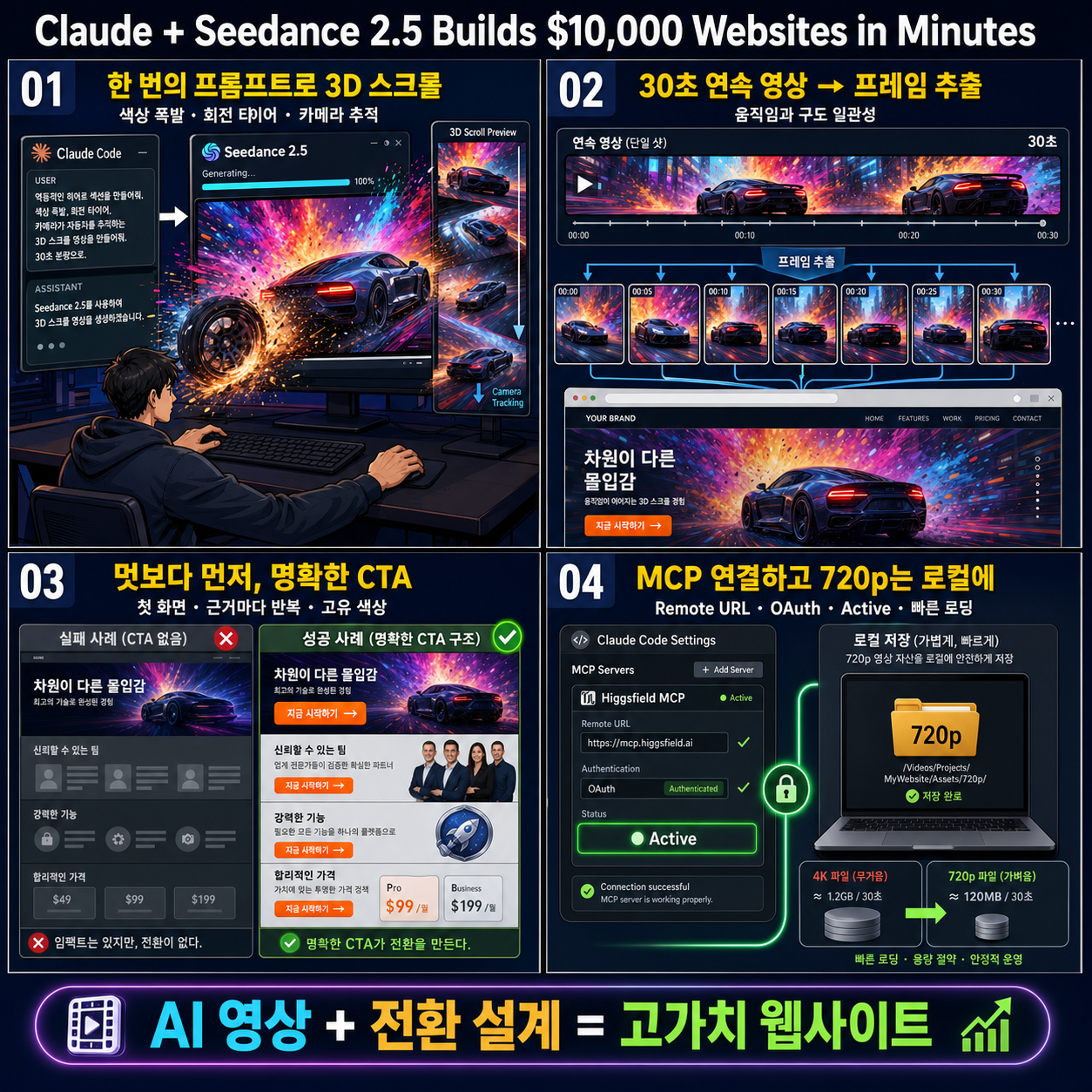 Claude + Seedance 2.5 Builds $10,000 Websites in Minutes 내용을 설명하는 본문 이미지