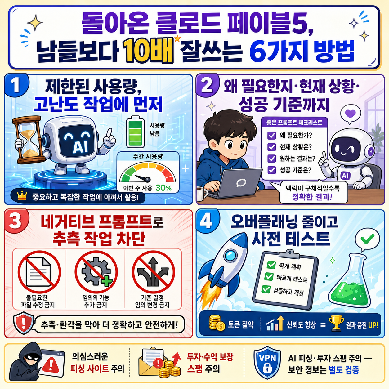 돌아온 클로드 페이블5, 남들보다 10배 잘쓰는 6가지 방법 내용을 설명하는 본문 이미지