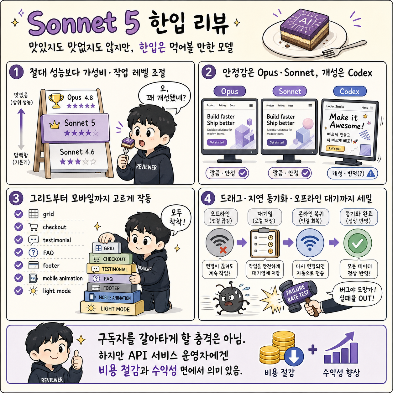 맛있지도 맛없지도 않지만 한입정도는 먹어볼만한 Sonnet 5 내용을 설명하는 본문 이미지