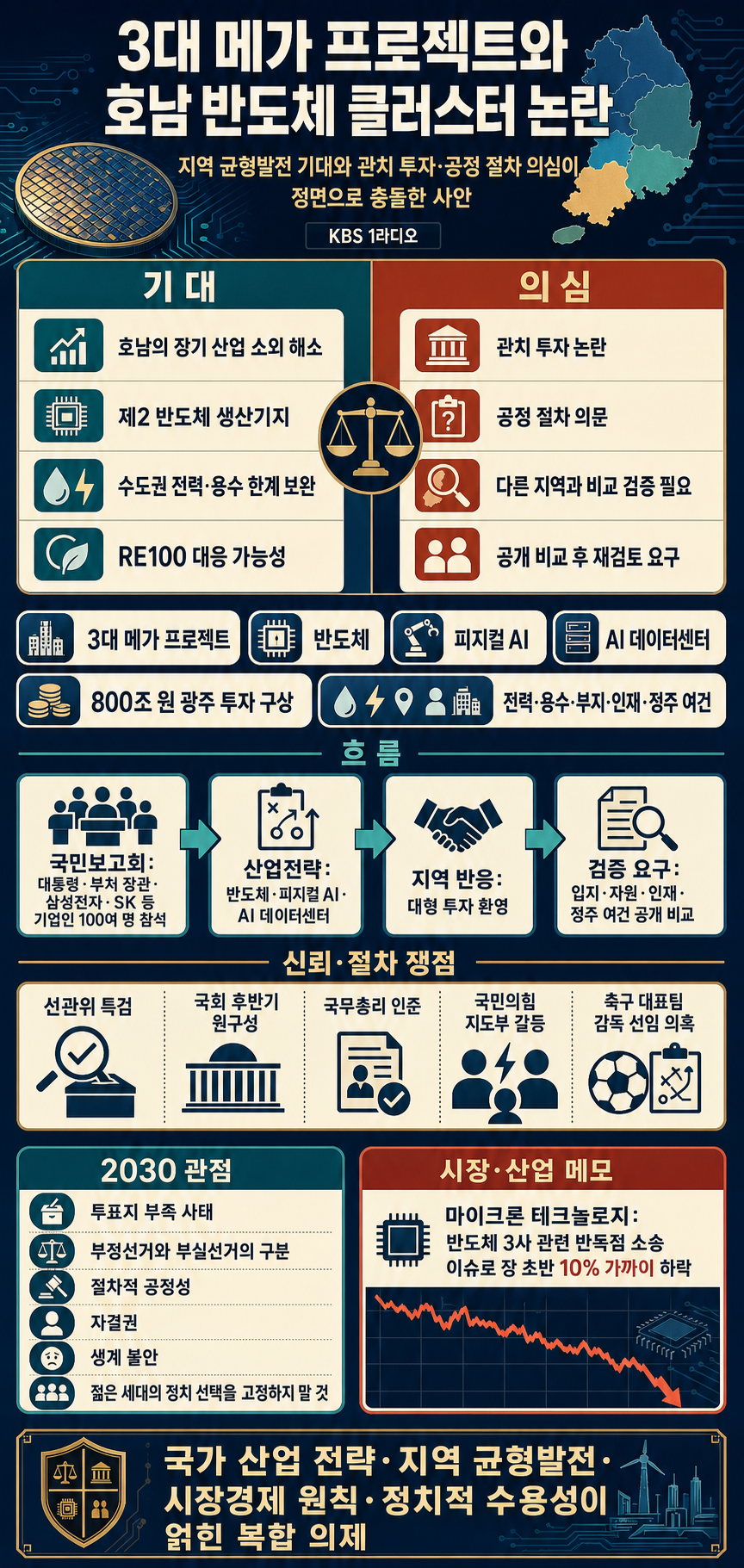 [전격시사] 풀버전-''3대 메가 프로젝트'' 주목한 부분…지역 반응은?+"호남 반도체 클러스터, 백지화해야"…이유는? 外 내용을 설명하는 본문 이미지