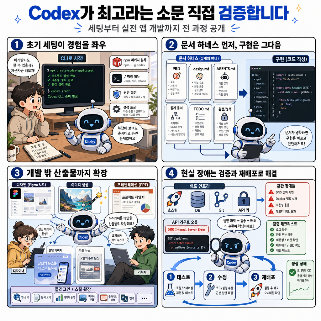 Codex가 최고라는 소문 직접 검증합니다, 세팅부터 실전 앱 개발까지 전 과정 공개 (feat. OpenAI) 내용을 설명하는 본문 이미지