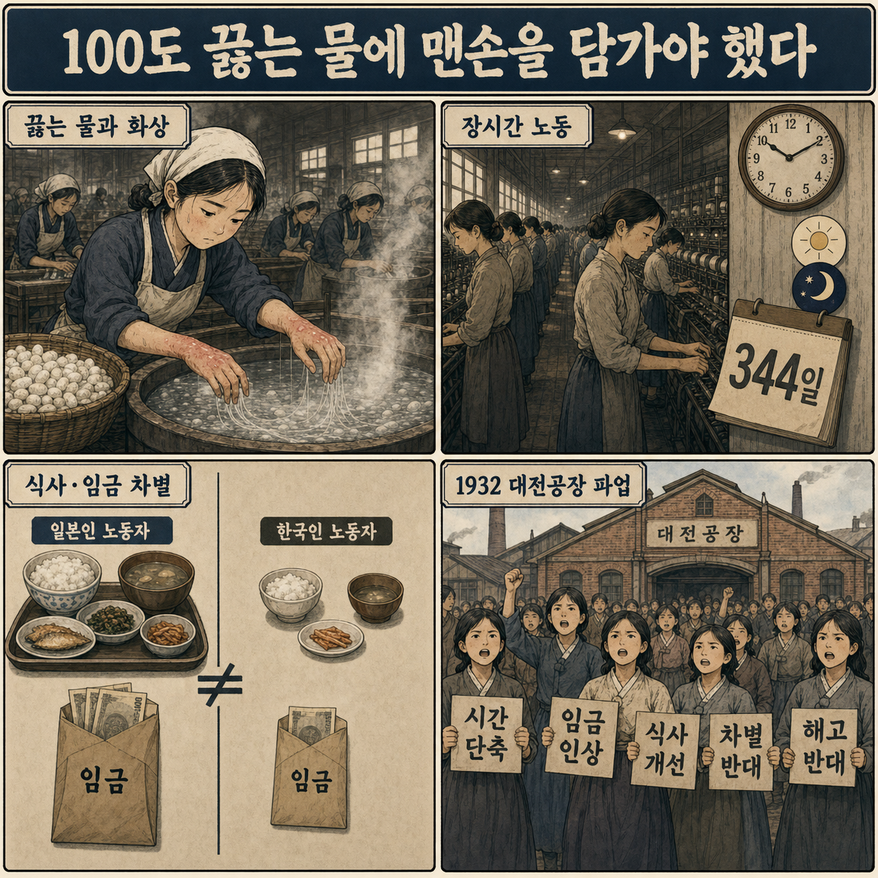 100도 끓는 물에 맨손을 담가야 했다…10대 소녀공들의 지옥 같았던 일상 내용을 설명하는 본문 이미지