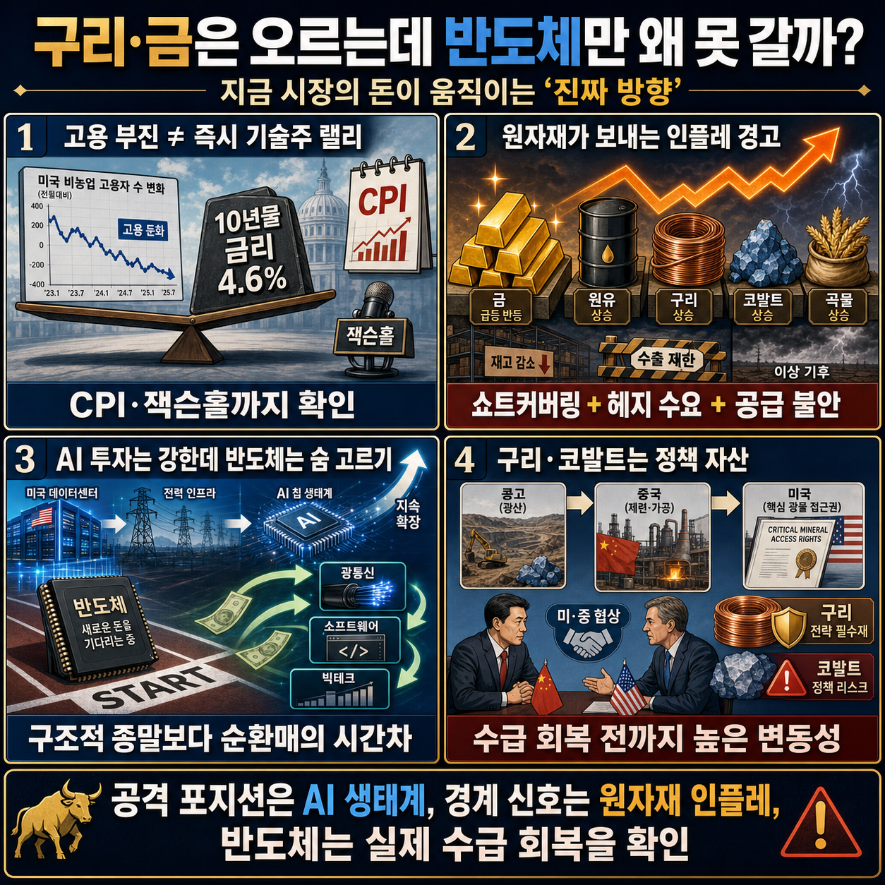구리·금은 오르는데 반도체만 왜 못 갈까?" 지금 시장의 돈이 움직이는 ''진짜 방향 내용을 설명하는 본문 이미지