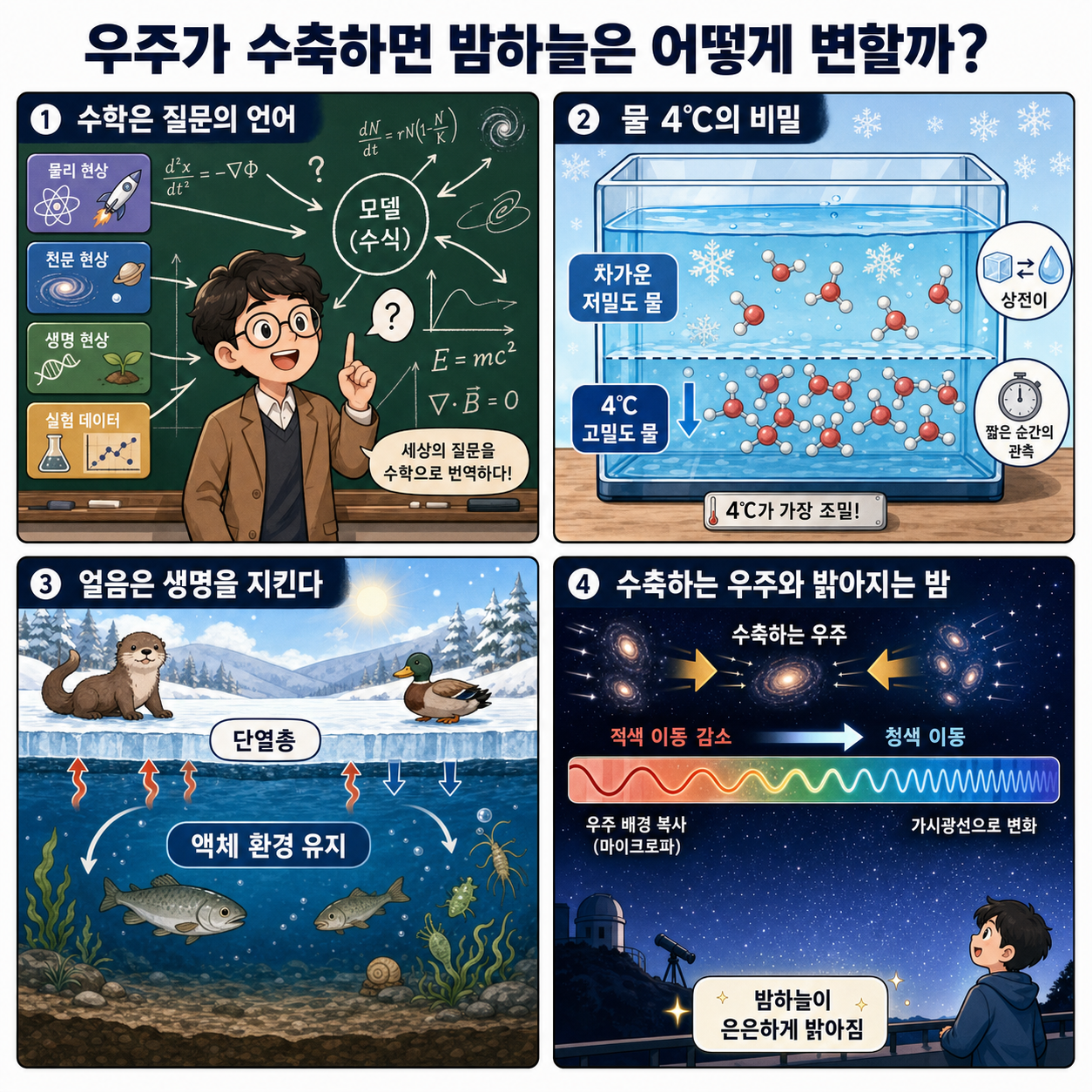 우주가 수축하면 밤하늘은 어떻게 변할까? 내용을 설명하는 본문 이미지