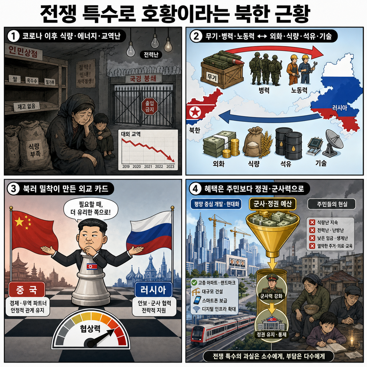 전쟁 특수로 호황이라는 북한 근황 내용을 설명하는 본문 이미지