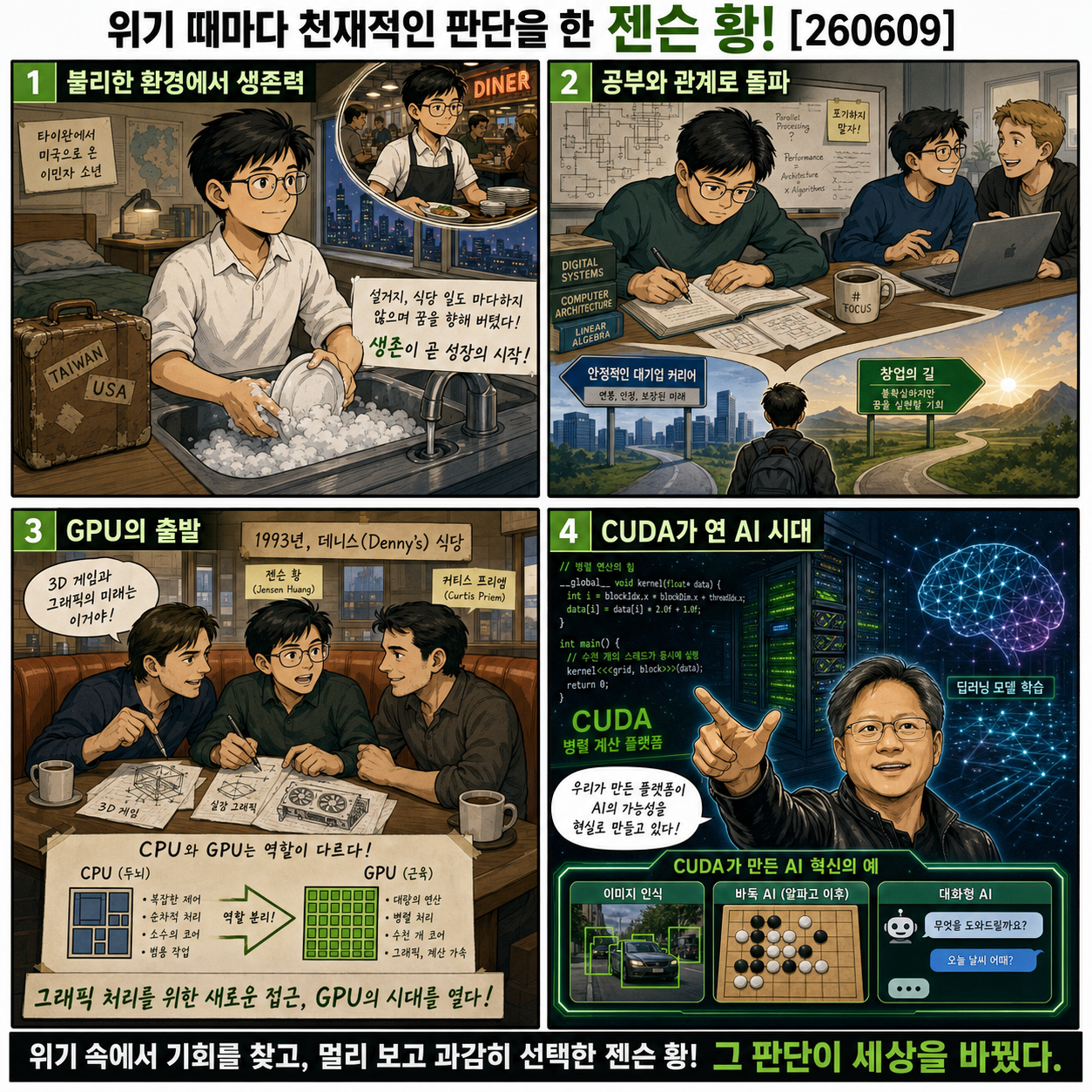 위기 때마다 천재적인 판단을 한 젠슨 황! [260609] 내용을 설명하는 본문 이미지