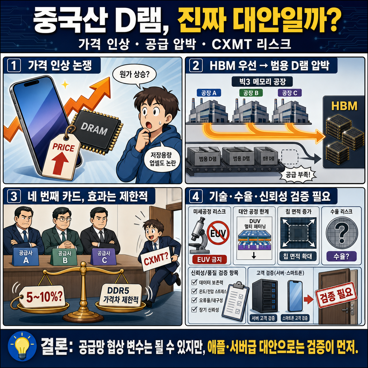애플 가격 인상보다 적…중국산 D램, CXMT는 정말 대안이 될까? 내용을 설명하는 본문 이미지