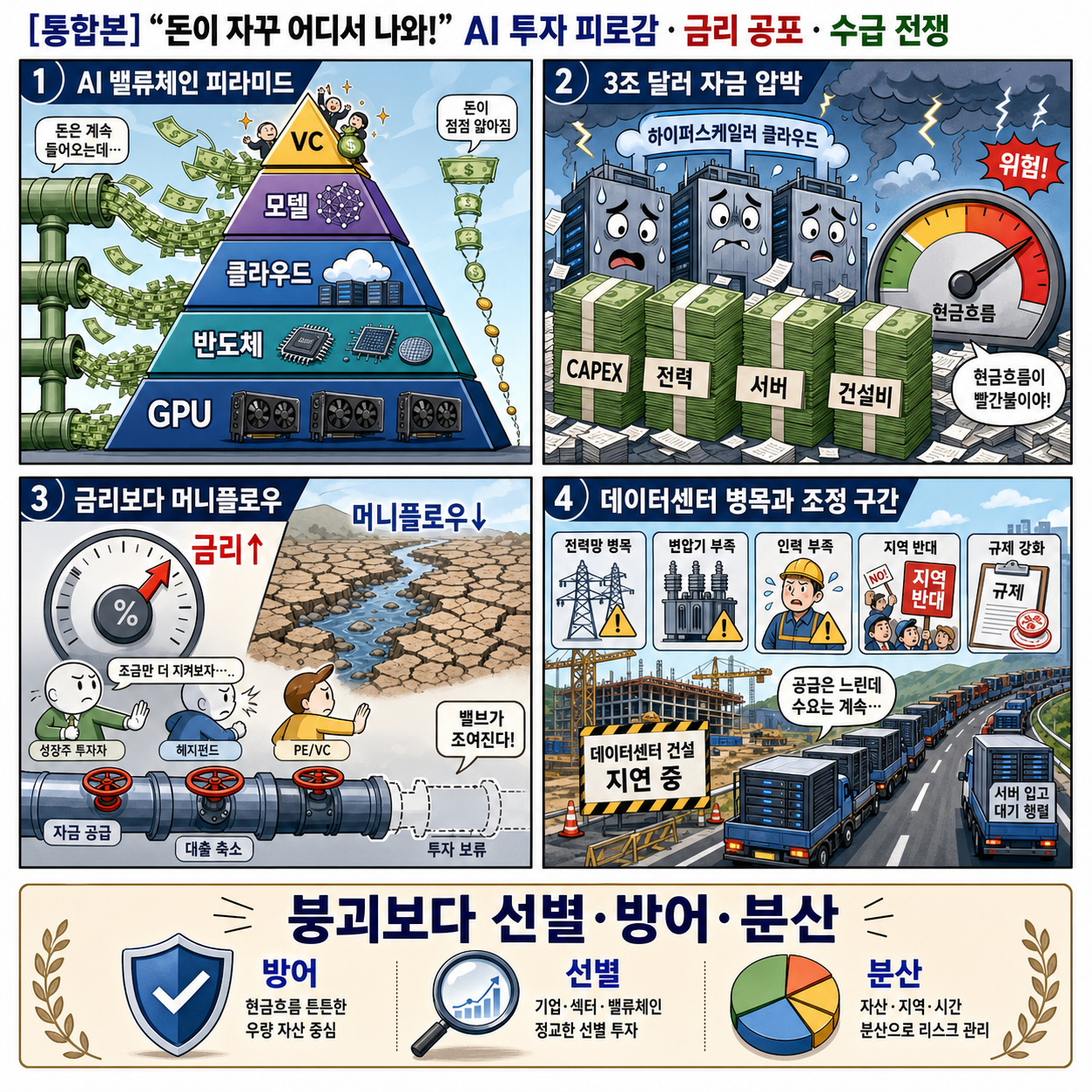 [통합본] "돈이 자꾸 어디서 나와!" 결국 AI 투자 피로감 덮쳤다..미 금리인상 공포에 막대한 수급 전쟁이 치를 무서운 대가 / 교양이를 부탁해 / 명강의 다시보기 내용을 설명하는 본문 이미지