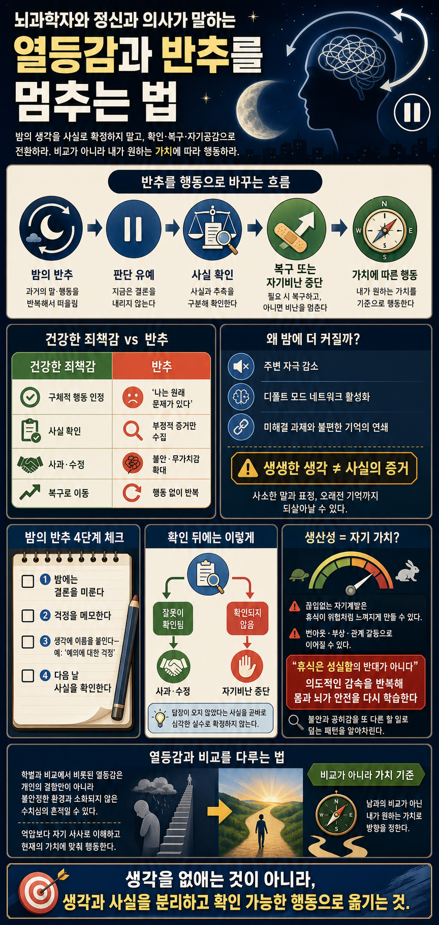 뇌과학자와 정신과 의사가 말하는 열등감과 반추를 멈추는 법 내용을 설명하는 본문 이미지
