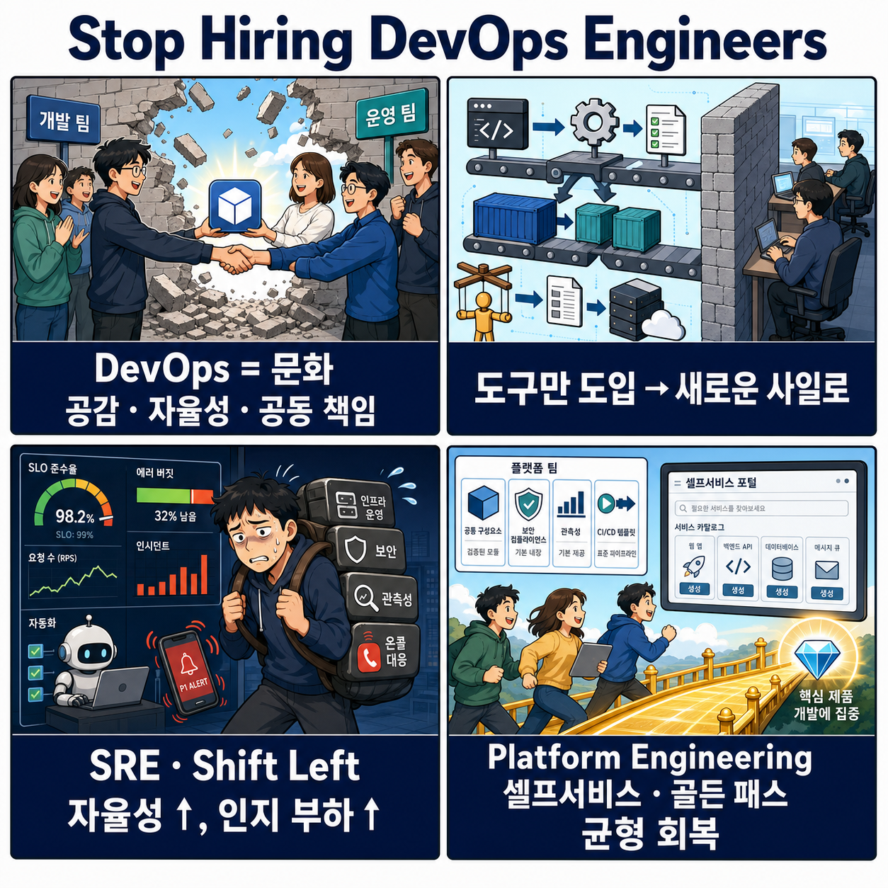 Stop Hiring DevOps Engineers 내용을 설명하는 본문 이미지