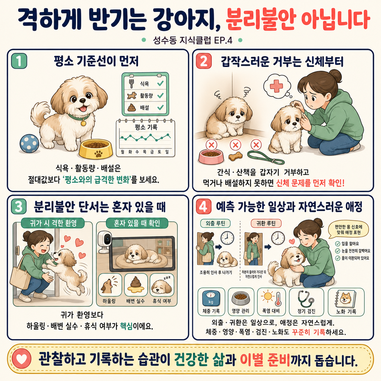 격하게 반기는 강아지 분리불안 아닙니다ㅣ성수동 지식클럽 EP.4 내용을 설명하는 본문 이미지