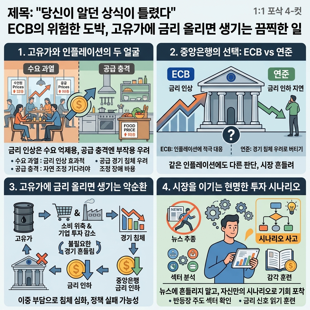 당신이 알던 상식이 틀렸다" ECB의 위험한 도박, 고유가에 금리 올리면 생기는 끔찍한 일 내용을 설명하는 본문 이미지
