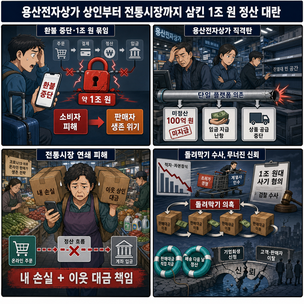 용산전자상가 상인부터 전통시장까지 삼킨 1조 원 정산 대란... 내용을 설명하는 본문 이미지