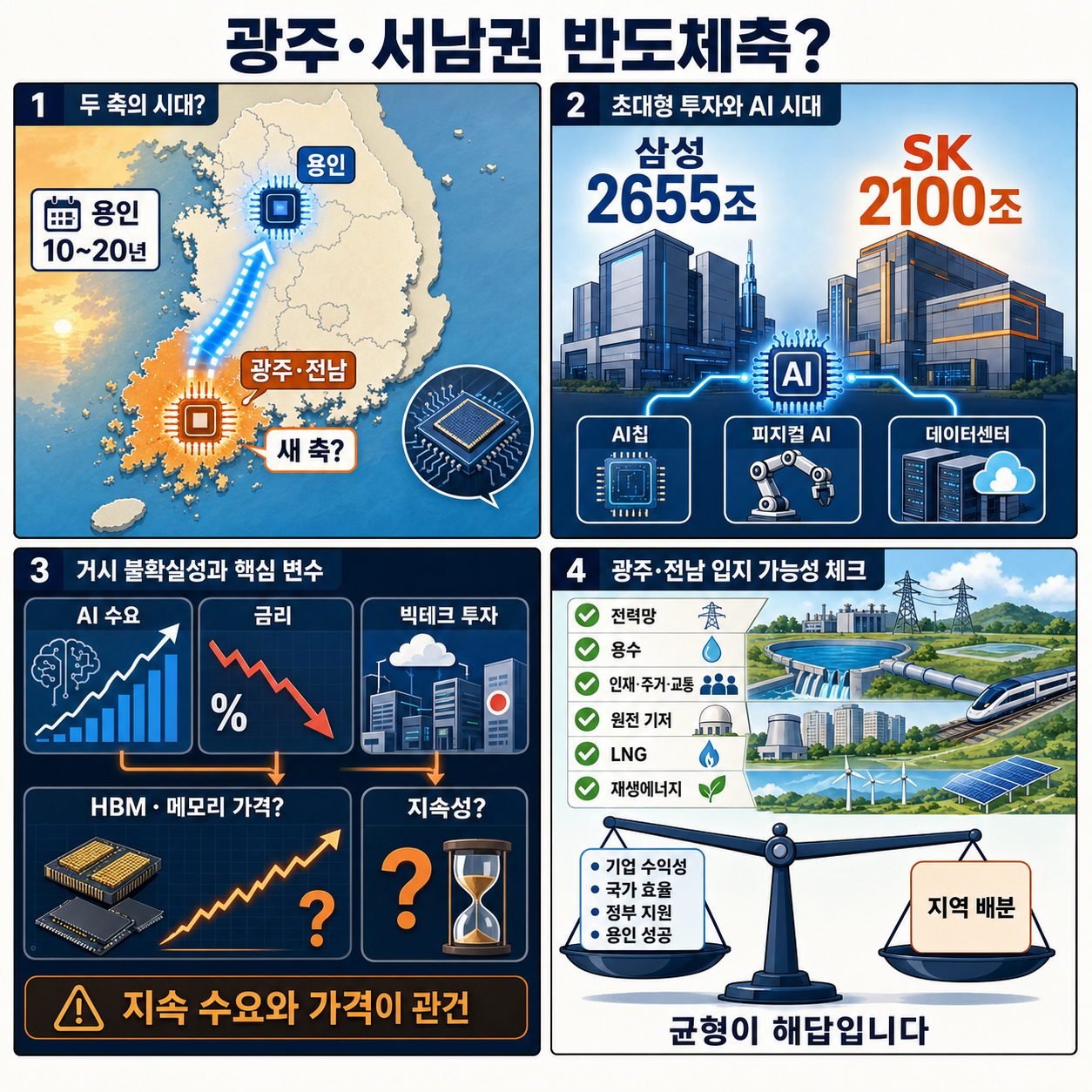 [집중진단] 광주·서남권 반도체축 세운다…''삼성 2655조·SK 2100조'' 대규모 투자 내용을 설명하는 본문 이미지