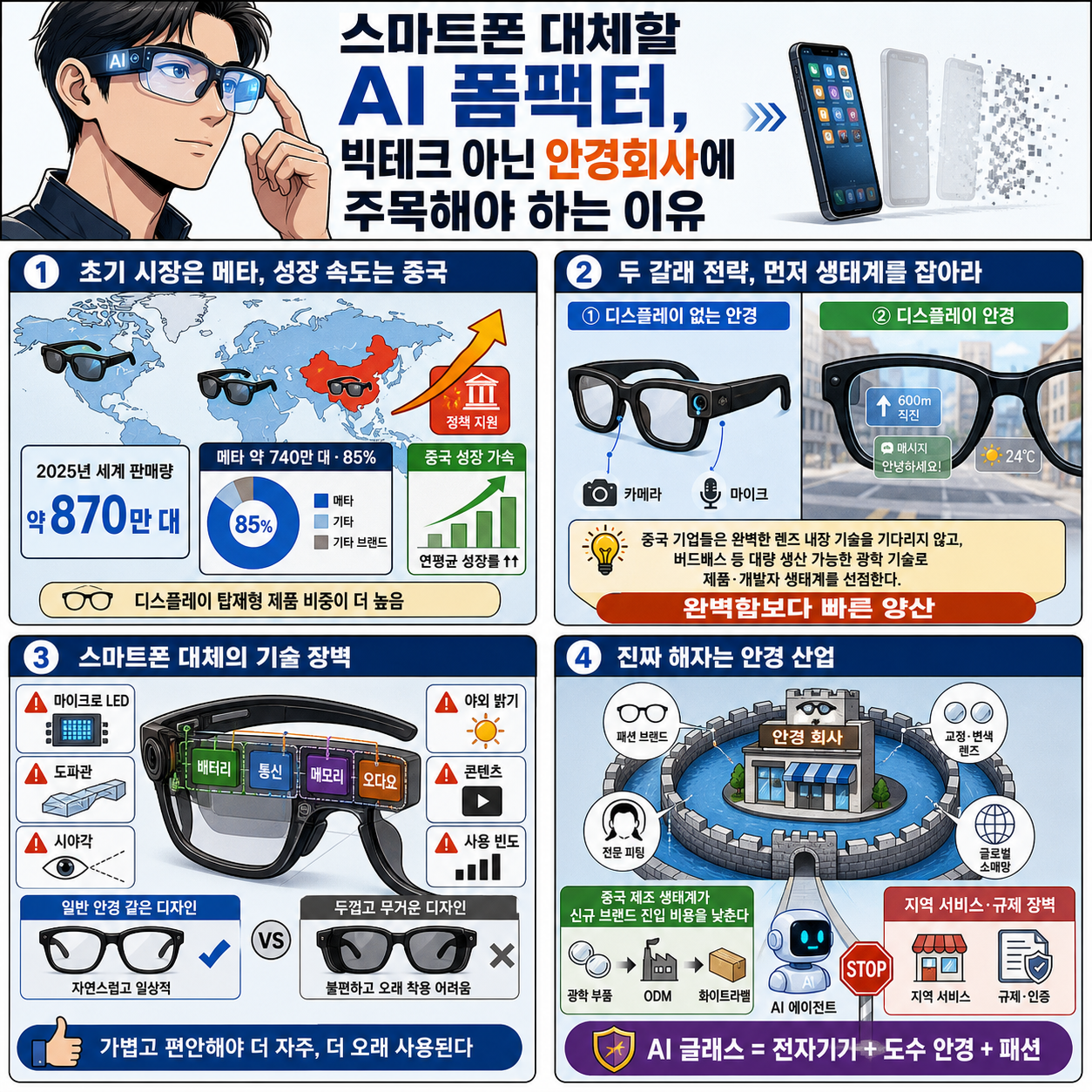 스마트폰 대체할 AI 폼팩터, 빅테크 아닌 안경회사에 주목해야 하는 이유 (신동형 알서포트 전략기획팀장) 내용을 설명하는 본문 이미지