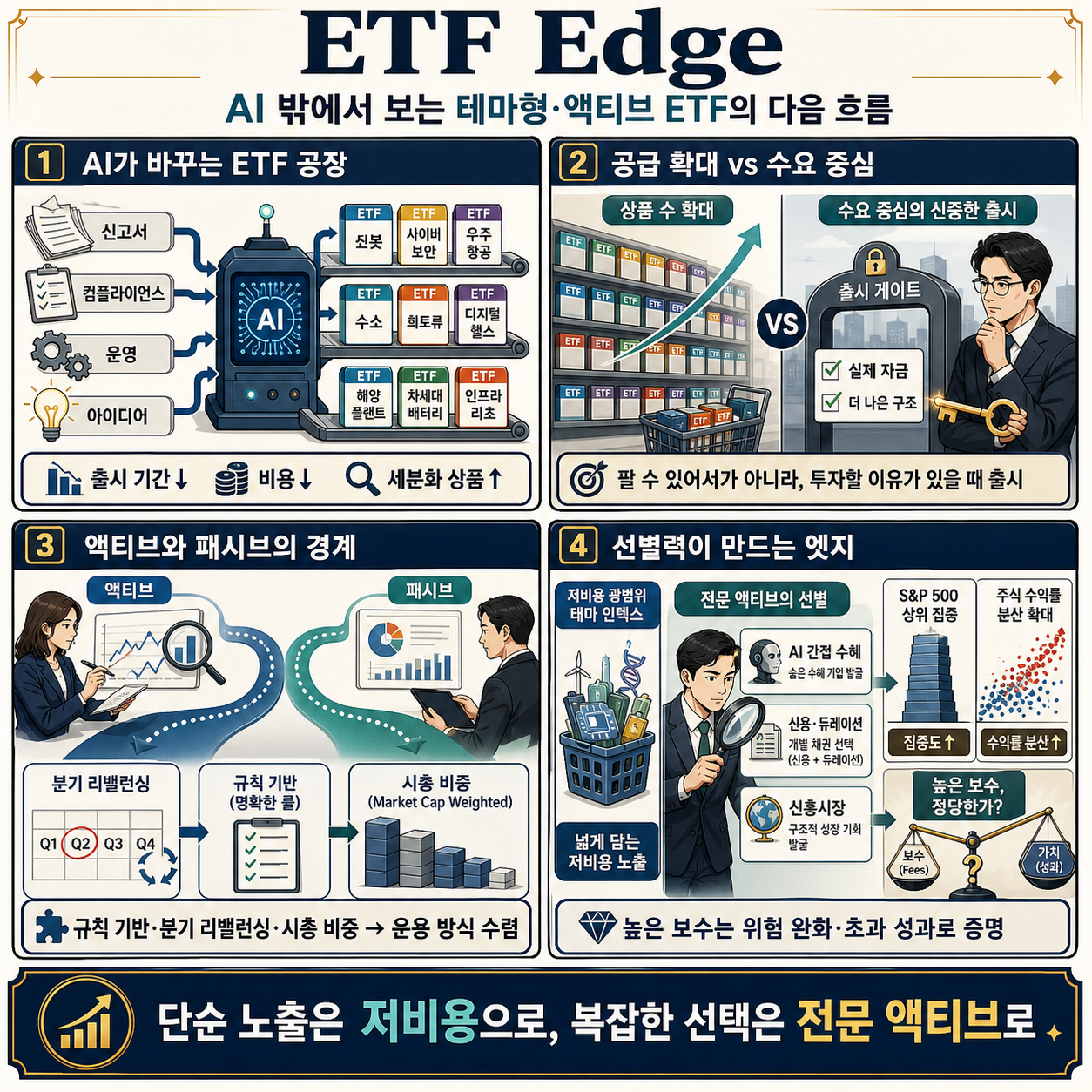 ETF Edge on thematic and active ETFs outside of AI and trends to watch 내용을 설명하는 본문 이미지