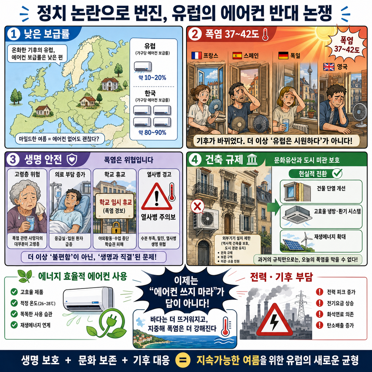 정치 논란으로 번진, 유럽의 에어컨 반대 논쟁 내용을 설명하는 본문 이미지