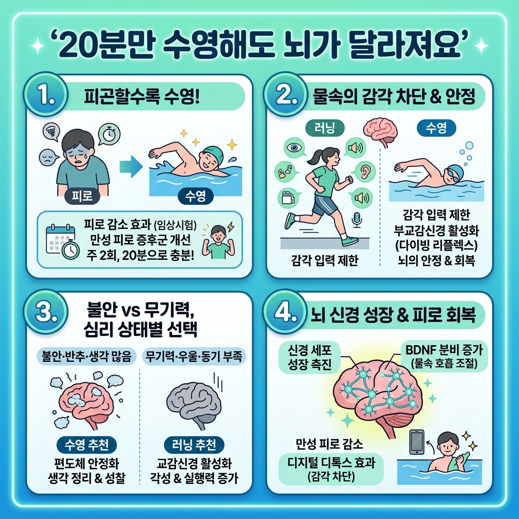 20분만 수영해도 뇌가 달라져요 내용을 설명하는 본문 이미지
