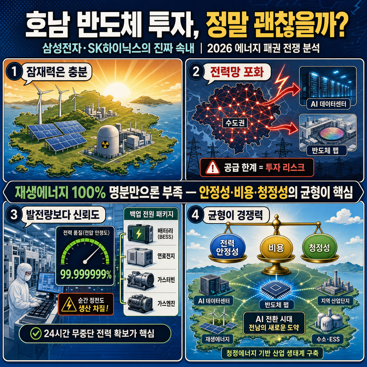 호남 반도체 투자, 정말 괜찮을까?" 삼성전자·SK하이닉스의 진짜 속내 [2026 에너지 패권 전쟁 분석] 내용을 설명하는 본문 이미지