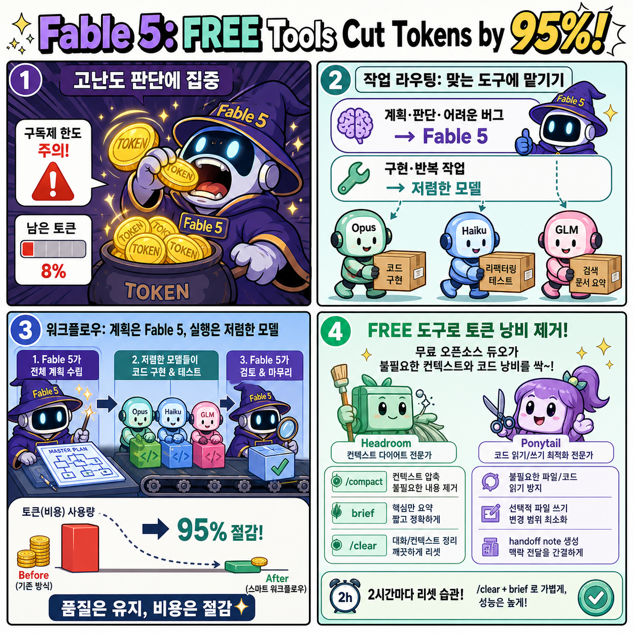 Fable 5: FREE Tools Cut Tokens by 95%! 내용을 설명하는 본문 이미지