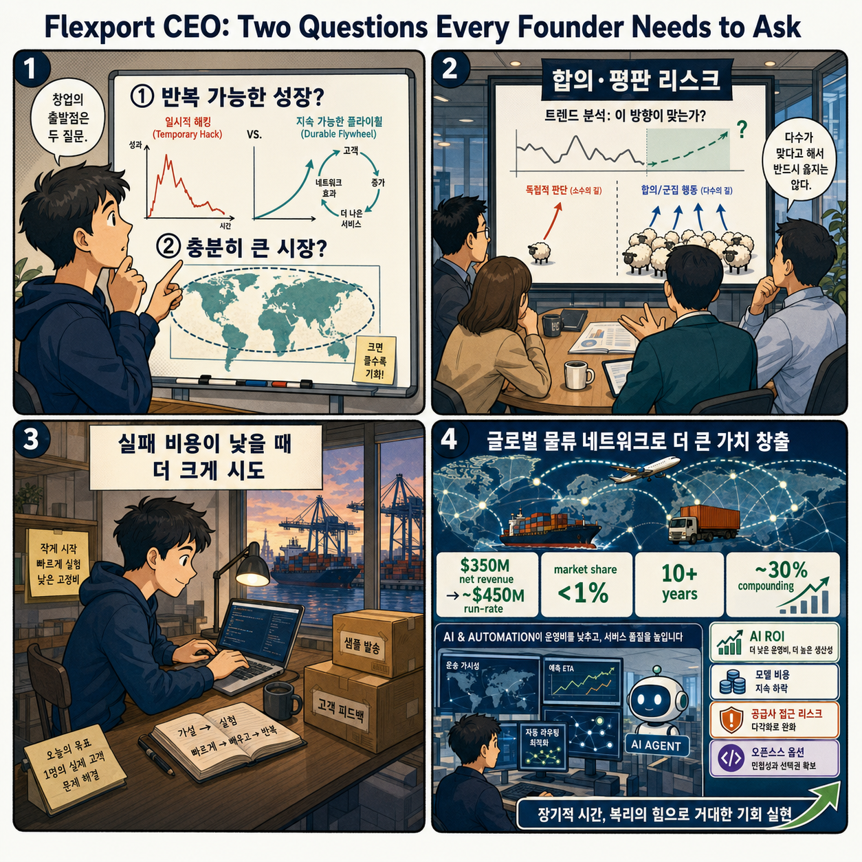 Flexport CEO: Two Questions Every Founder Needs to Ask 내용을 설명하는 본문 이미지