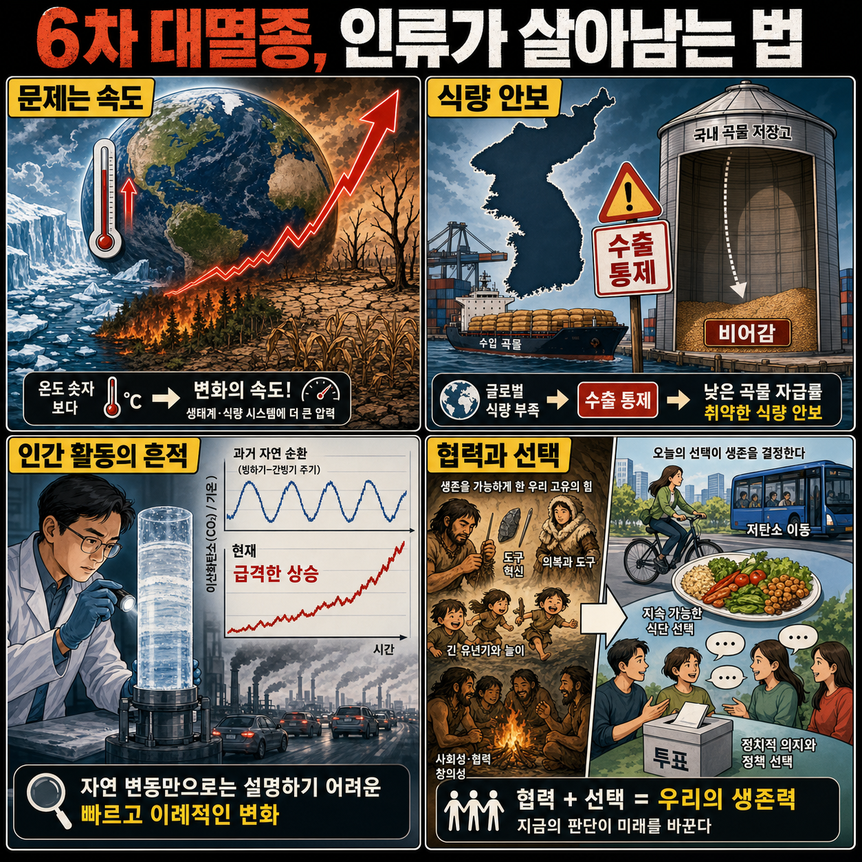 코앞으로 찾아온 6차 대멸종에서 인류가 살아남을 수 있는 유일한 방법 내용을 설명하는 본문 이미지