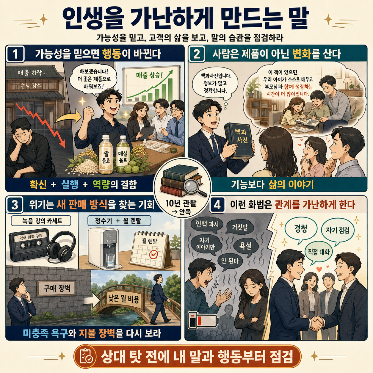 이 화법'' 쓰는 사람 당장 정리하세요. "인생이 가난해집니다"ㅣ지식인 클래스 EP.12 (윤석금 회장) 내용을 설명하는 본문 이미지