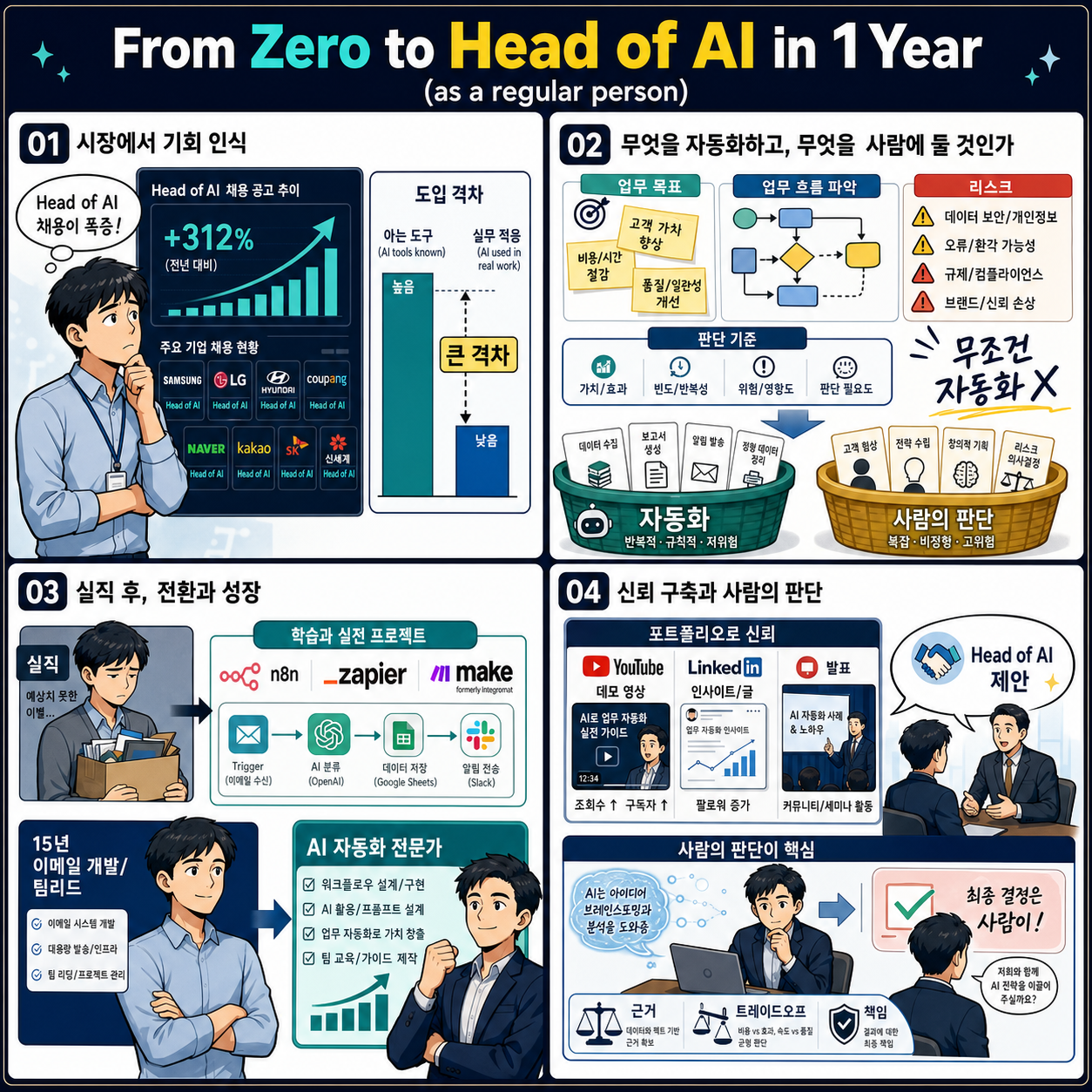 From Zero to Head of AI in 1 Year (as a regular person) 내용을 설명하는 본문 이미지