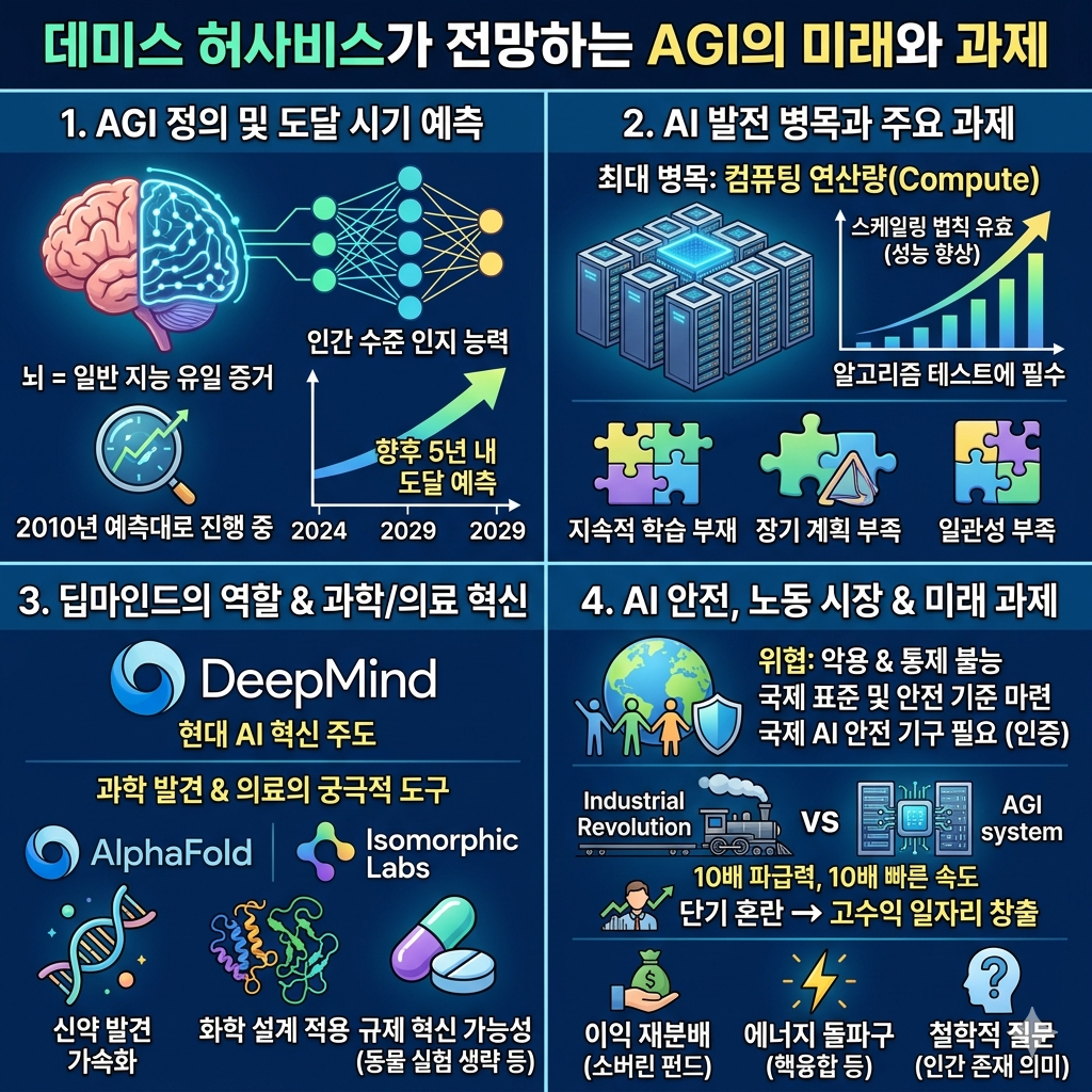 Demis Hassabis: Why AGI is Bigger than the Industrial Revolution & Where Are The Bottlenecks in AI 내용을 설명하는 본문 이미지