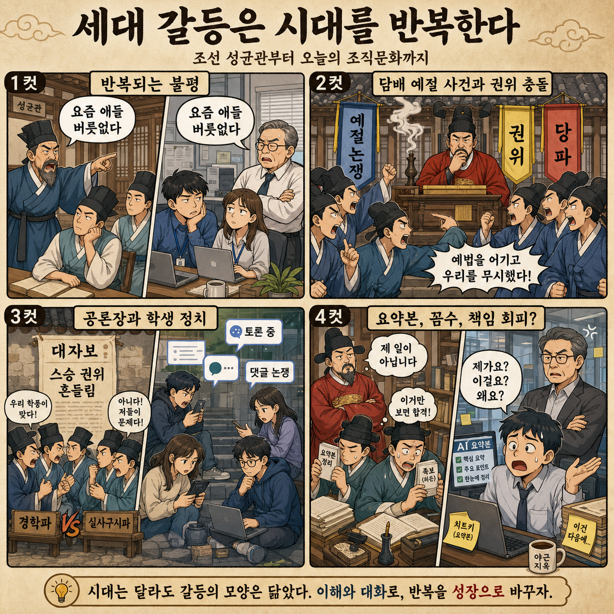 [성공예감 이대호입니다] 2부 풀영상｜"제가요? 이걸요? 왜요?" 시대를 초월하는 세대 갈등 - 이한 역사커뮤니케이터｜KBS 260624 방송 내용을 설명하는 본문 이미지