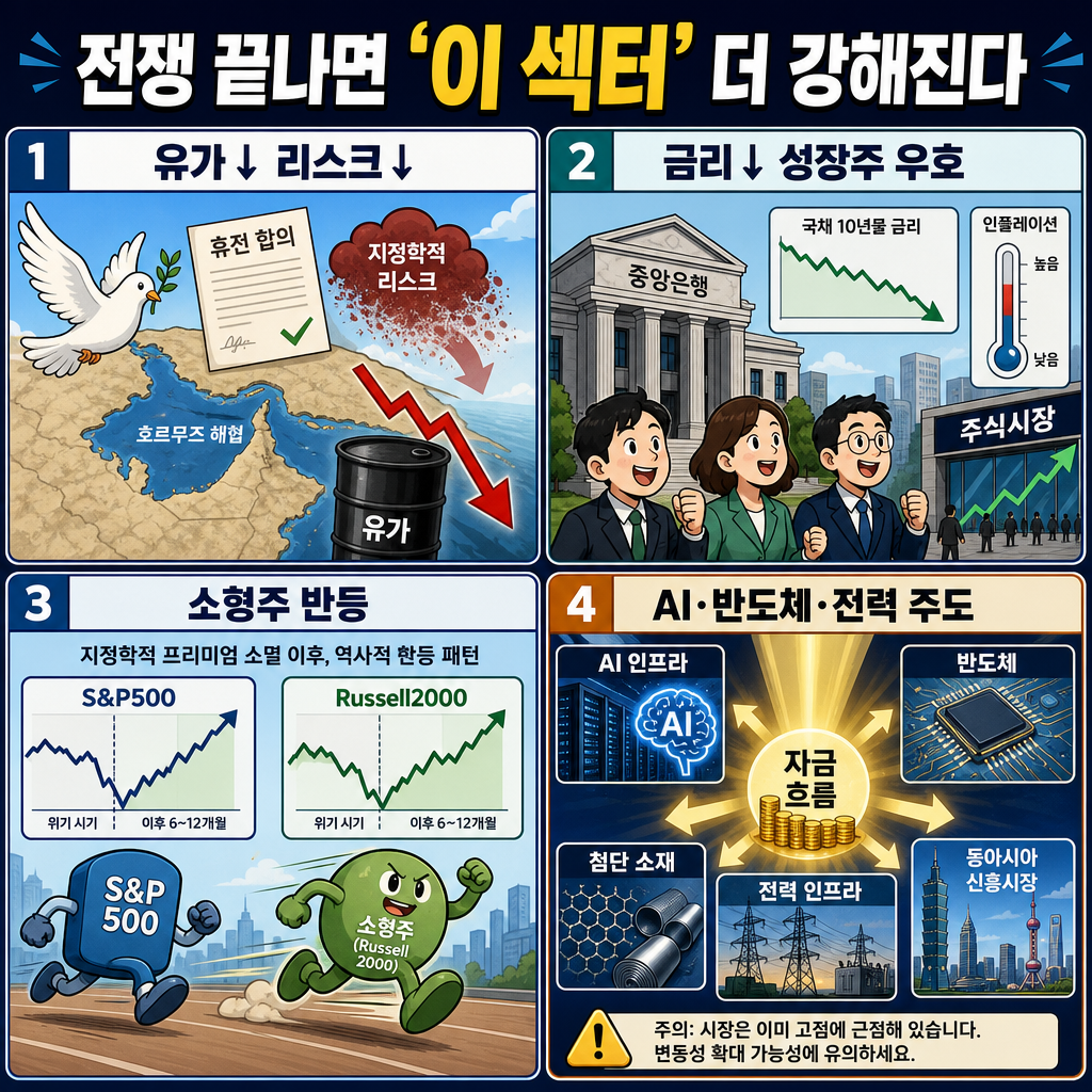 전쟁 끝나면 ''이 섹터'' 더 강해진다" 유가 · 금리 급락 뒤 진짜 돈이 몰릴 곳 내용을 설명하는 본문 이미지