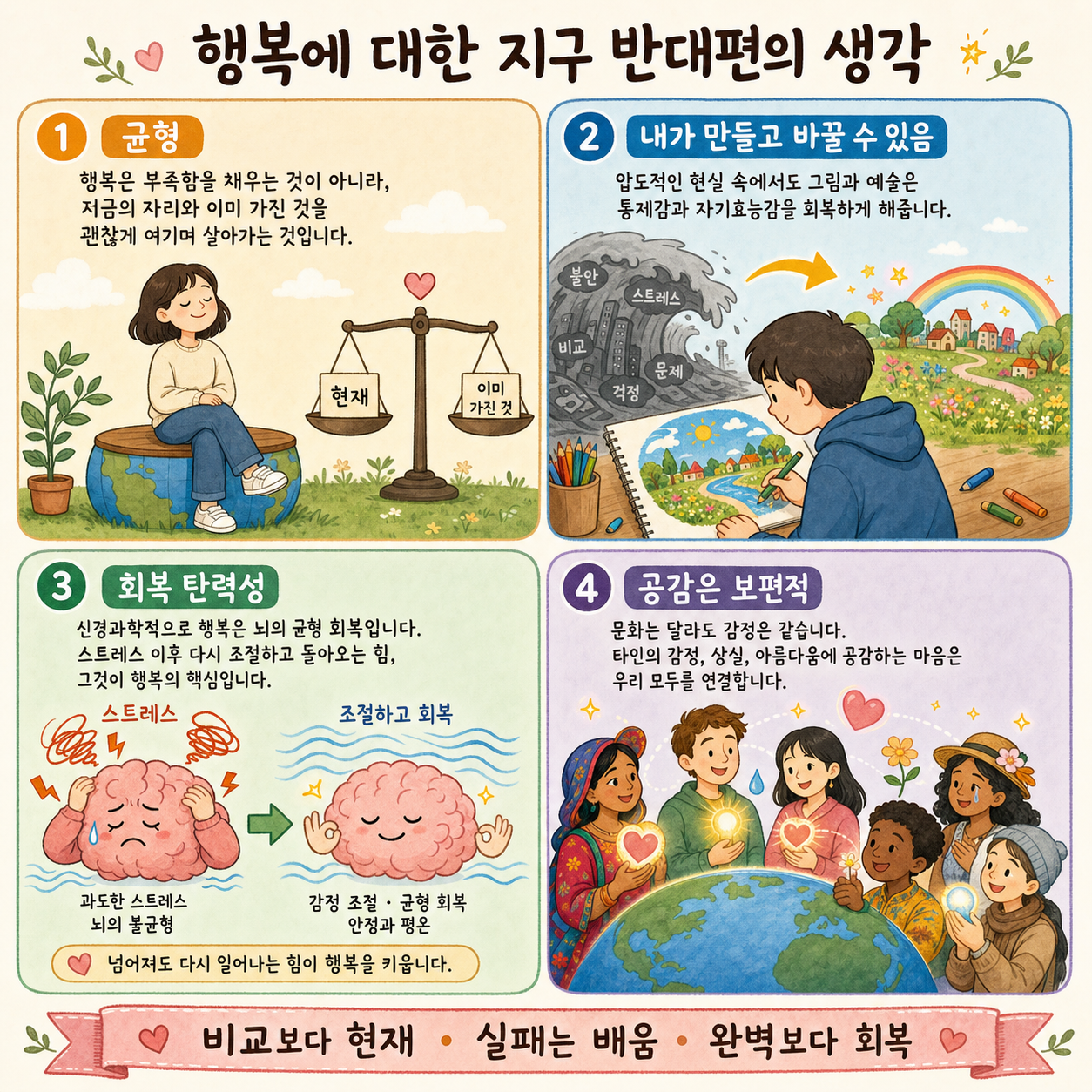행복에 대한 지구 반대편의 생각 내용을 설명하는 본문 이미지