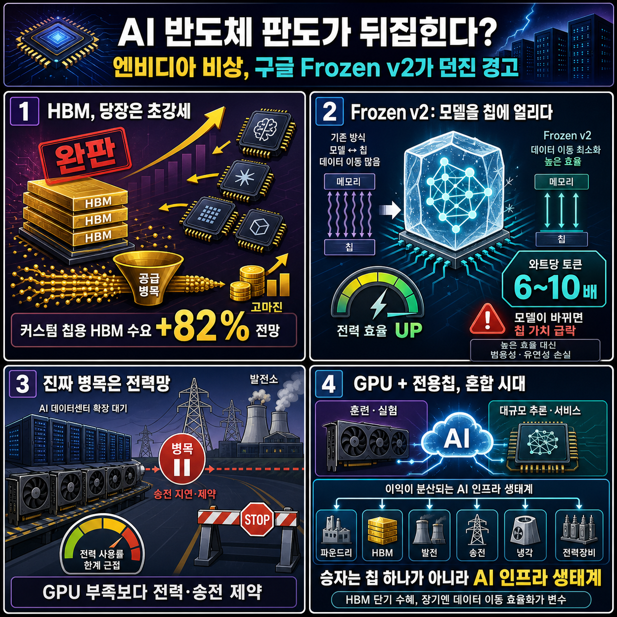 AI 반도체 판도가 뒤집힌다?...엔비디아 비상, 구글 Frozen v2가 던진 경고 내용을 설명하는 본문 이미지