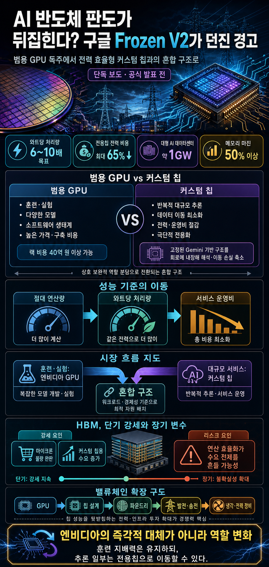 AI 반도체 판도가 뒤집힌다?...엔비디아 비상, 구글 Frozen v2가 던진 경고 내용을 설명하는 본문 이미지