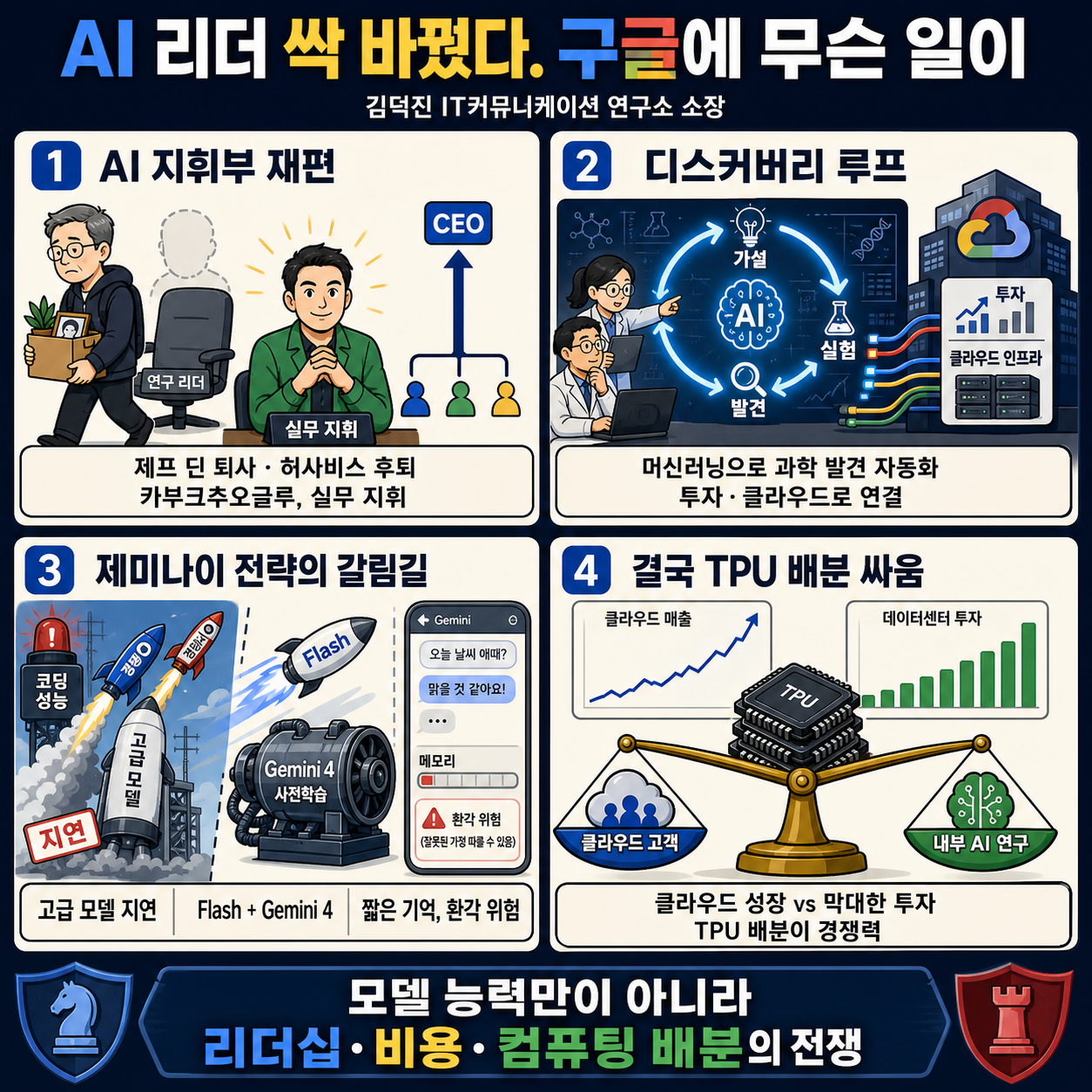 AI 리더 싹 바꿨다. 구글에 무슨 일이 - 김덕진 IT커뮤니케이션 연구소 소장 내용을 설명하는 본문 이미지