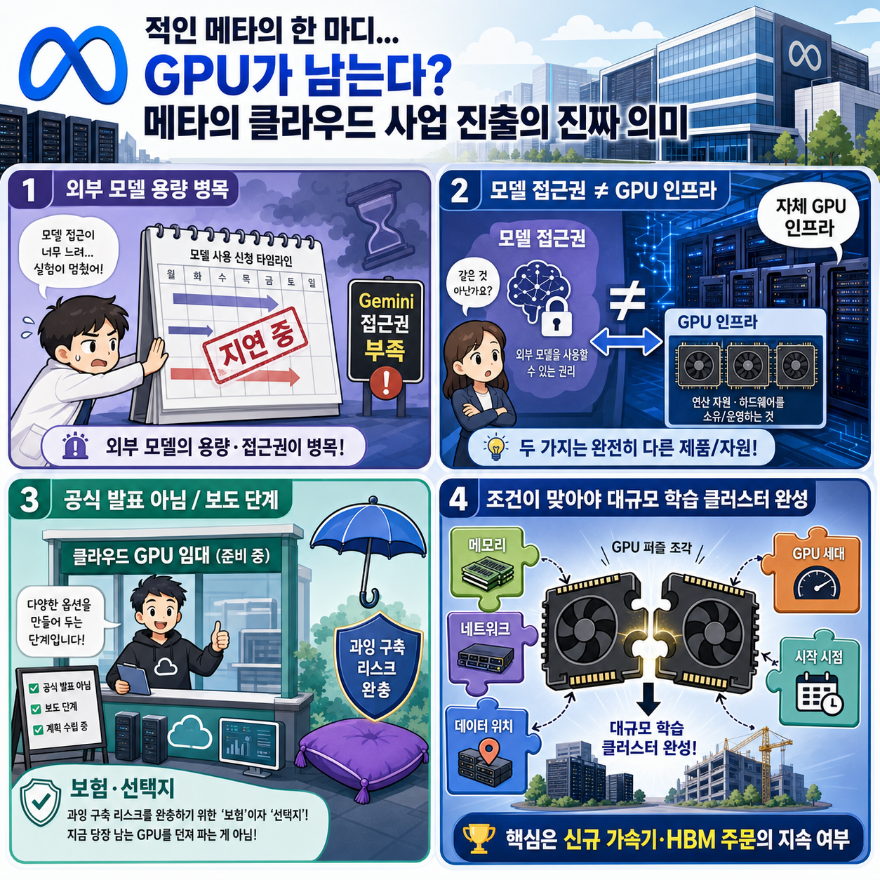 적인 메타의 한 마디... GPU 가 남는다? 메타의 클라우드 사업 진출의 진짜 의미 내용을 설명하는 본문 이미지