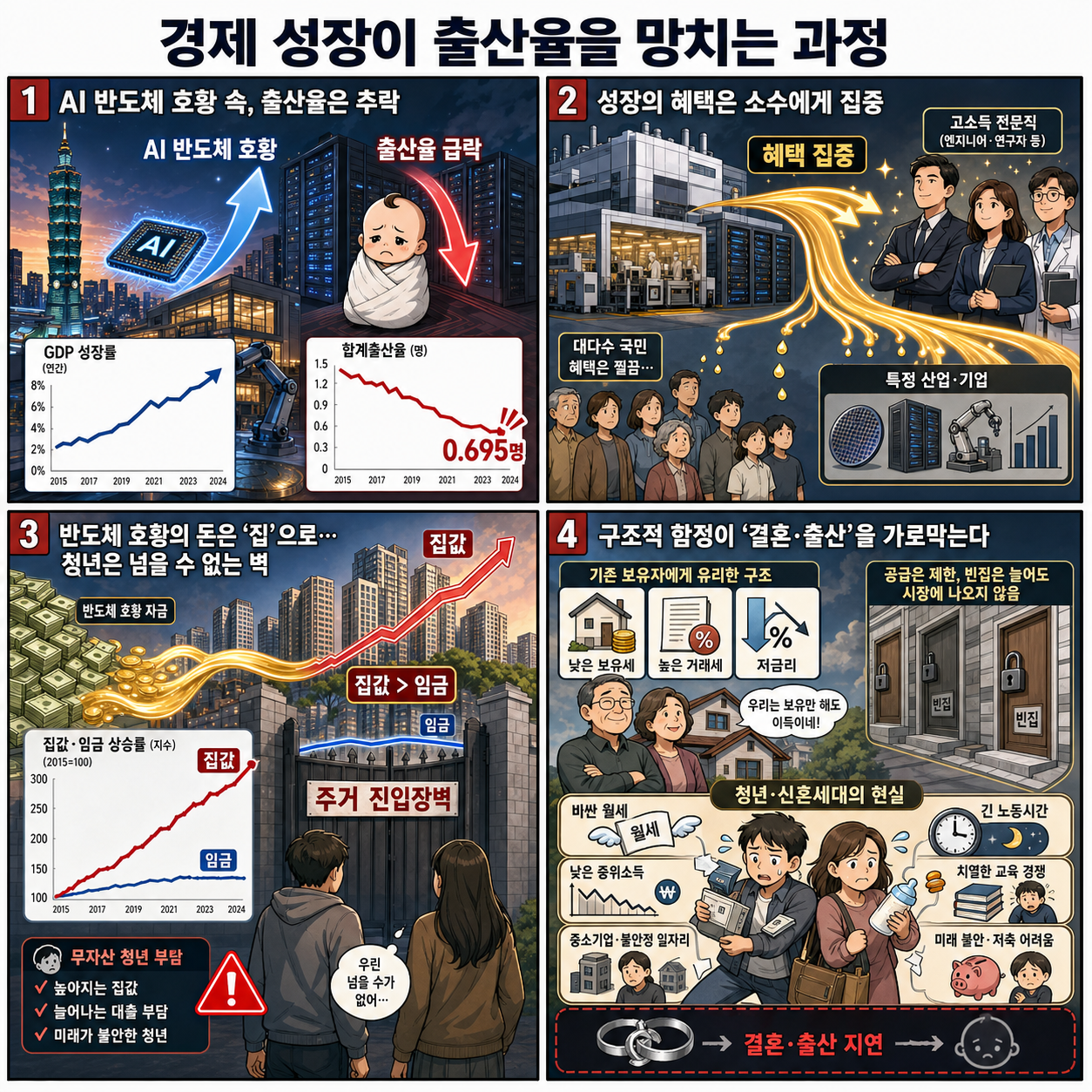 경제 성장이 출산율을 망치는 과정 내용을 설명하는 본문 이미지