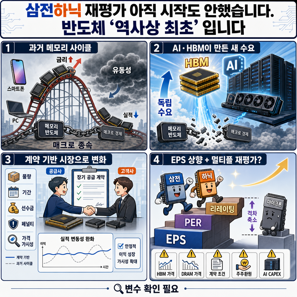 삼전하닉 재평가 아직 시작도 안했습니다. 반도체 ''역사상 최초'' 입니다ㅣ한동희 SK 연구원 내용을 설명하는 본문 이미지