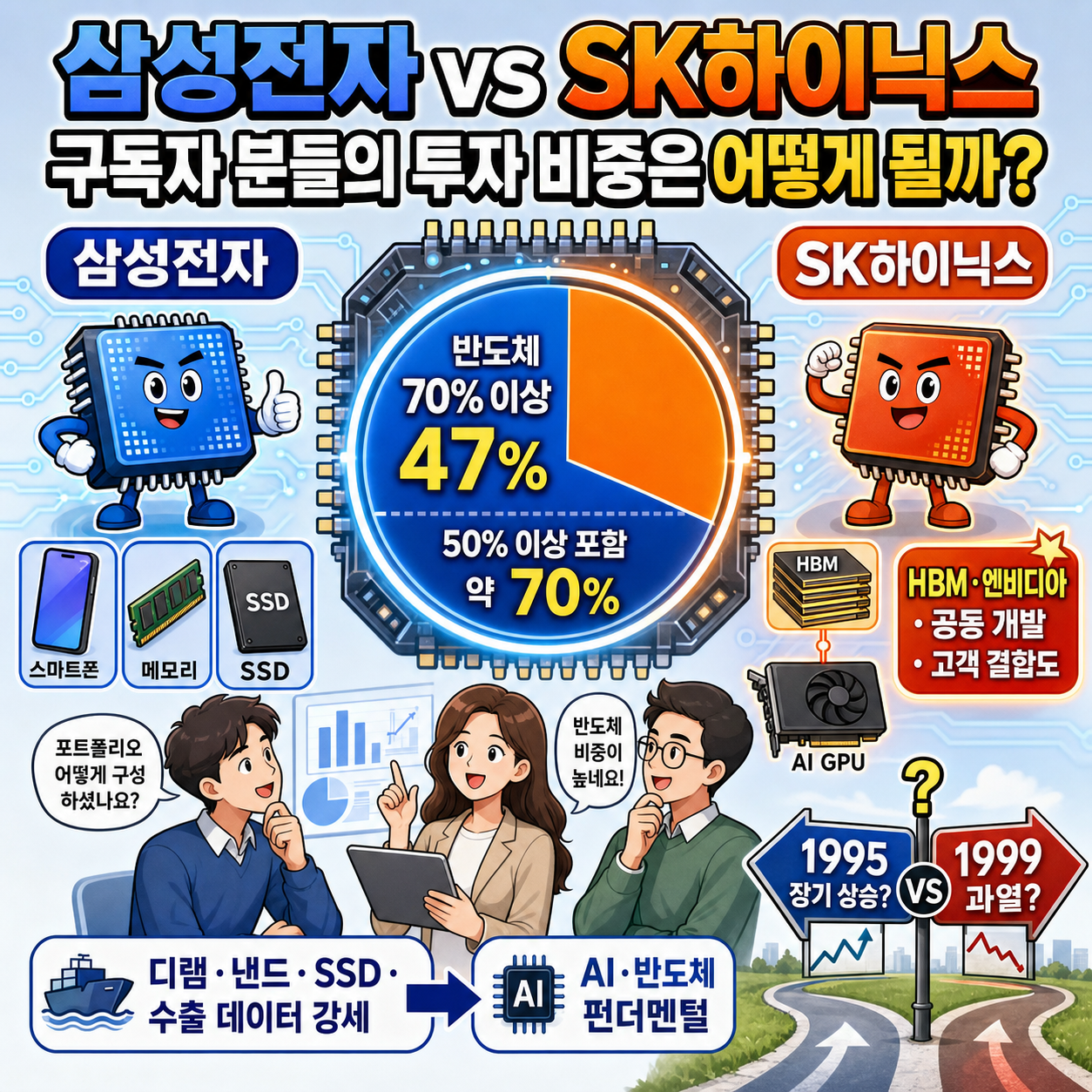 삼성전자 vs SK하이닉스 구독자 분들의 투자 비중은 어떻게 될까? 내용을 설명하는 본문 이미지