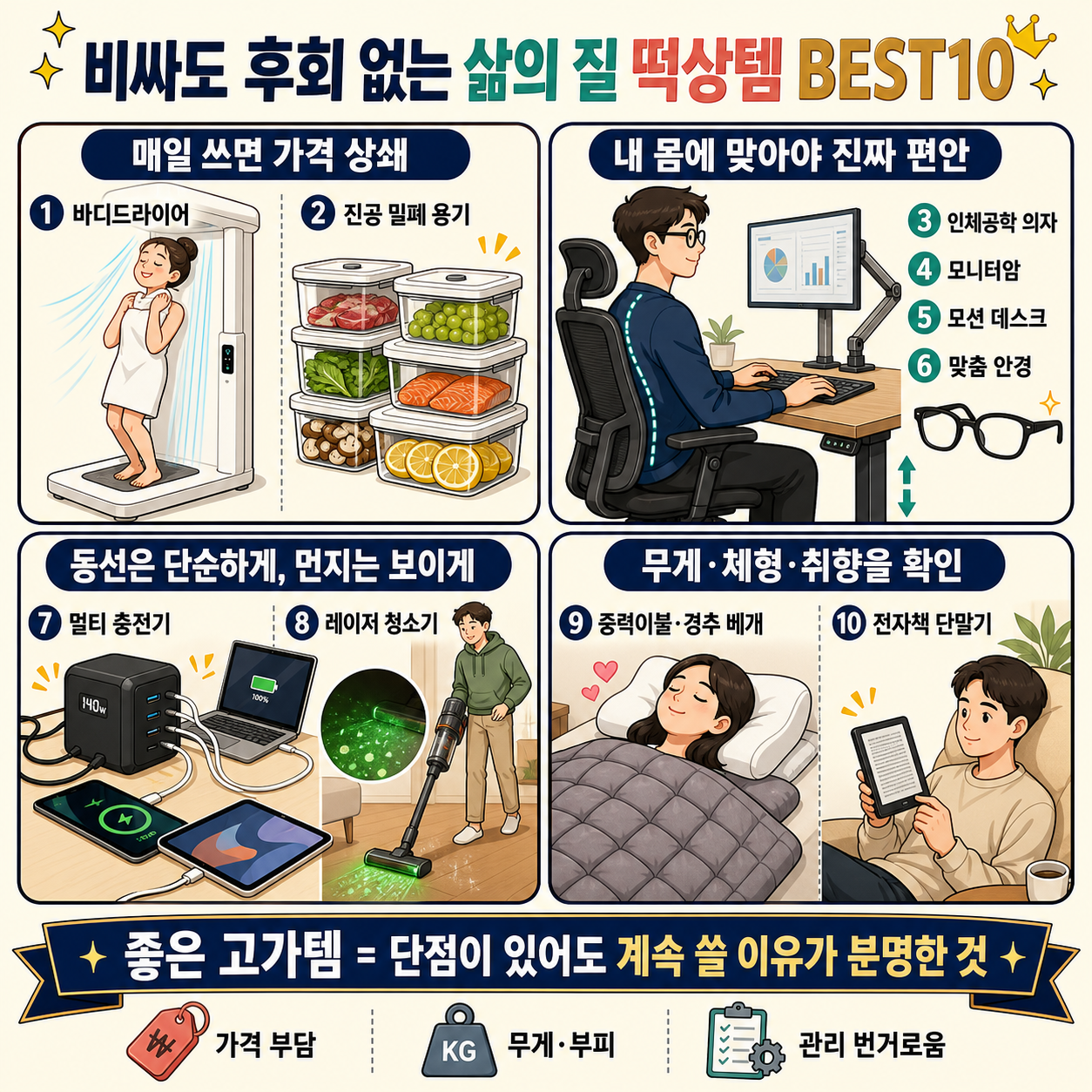 비싸도 후회 없는 삶의 질 떡상템 BEST10 내용을 설명하는 본문 이미지