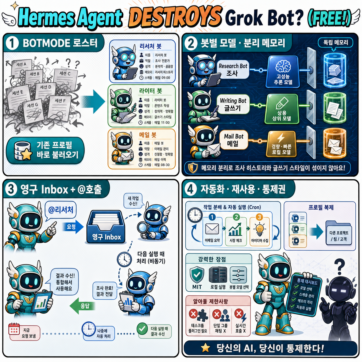 Hermes Agent DESTROYS Grok Bot? (FREE!) 내용을 설명하는 본문 이미지