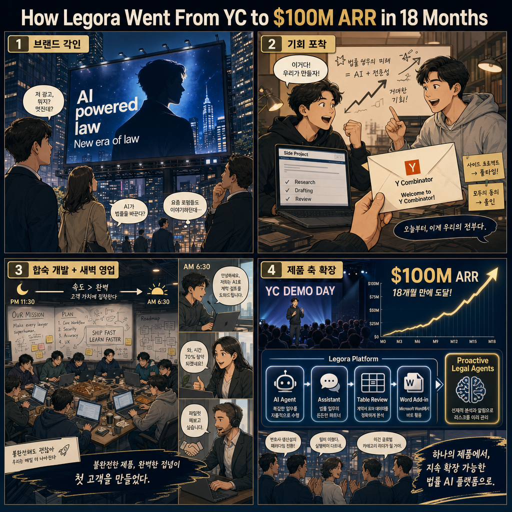 How Legora Went From YC to $100M ARR in 18 Months 내용을 설명하는 본문 이미지